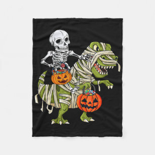 Skeleton Riding Mummy Dinosaur T Rex Halloween Spa Fleecedecke