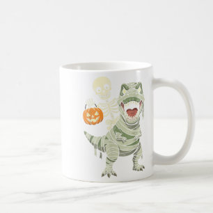 Skeleton Riding Mummy Dinosaur T Rex Halloween Spa Kaffeetasse