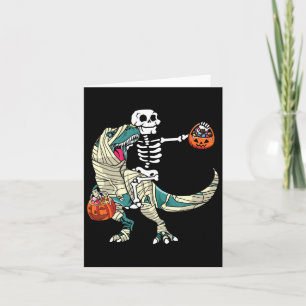 Skeleton Riding Mummy Dinosaur T Rex Halloween Spa Karte