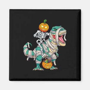 Skeleton Riding Mummy Dinosaur T rex Halloween Spa Magnet