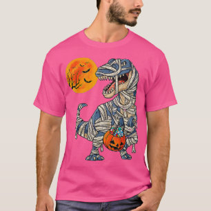 Skeleton Riding Mummy Dinosaur T rex Halloween Spa T-Shirt