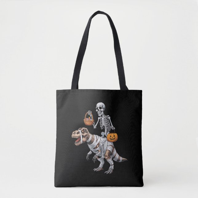 Skeleton Riding Mummy Dinosaur T rex Halloween Spa Tasche (Vorderseite)
