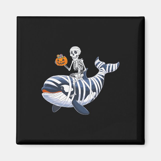 Skeleton Riding Mummy Orca Halloween Candy Whale Magnet (Vorne)