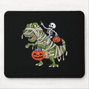 Skeleton Riding Mummy T Rex Halloween Boys Girls K Mousepad