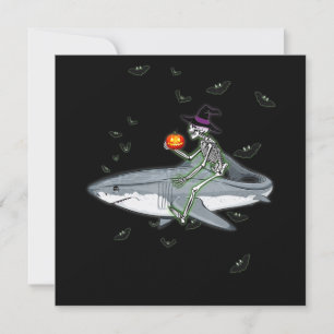 Skeleton Riding Shark - Funny Halloween Shark Gesc Einladung