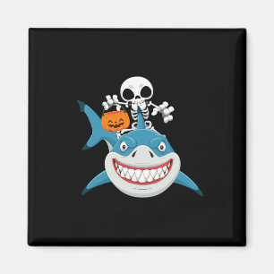 Skeleton Riding Shark Jack O'lantern Pumpkin Hallo Magnet
