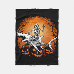 Skeleton Riding Shark Lazy Halloween Anzug Funny Fleecedecke