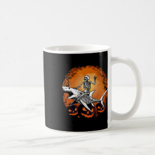 Skeleton Riding Shark Lazy Halloween Anzug Funny Kaffeetasse