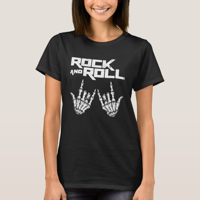 Skeleton Rock and Roll Bones Hand Cool Music Conce T-Shirt (Vorderseite)