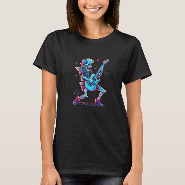 Skeleton Rock and Roll Concert Guitarist T-Shirt (Vorderseite)