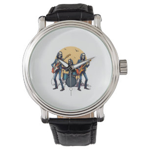 Skeleton Rock Band - Funny Halloween Shirt Armbanduhr