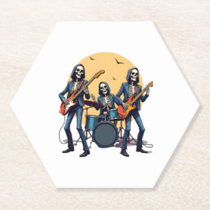 Skeleton Rock Band � Funny Halloween Shirt Untersetzer