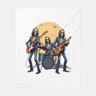 Skeleton Rock Band – Lustiges Halloween-Shirt Fleecedecke