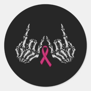 Skeleton Rock Hand Breast Cancer Awareness Cool Pi Runder Aufkleber