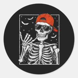 Skeleton Rock Hand Halloween Kostüm Cool Rock Muse Runder Aufkleber