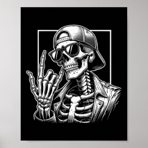 Skeleton Rock Hand Halloween Kostümrocker Cool R Poster