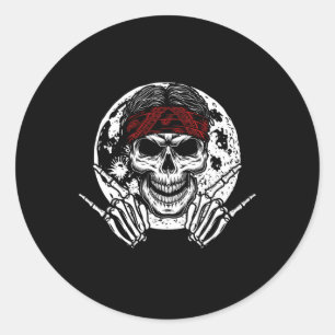 Skeleton Rock Hand Halloween Rock und Roll Midnigh Runder Aufkleber