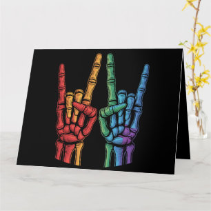 Skeleton Rock Hand LGBTQ Regenbogenflagge Gay Prid Karte