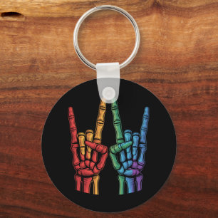 Skeleton Rock Hand LGBTQ Regenbogenflagge Gay Prid Schlüsselanhänger