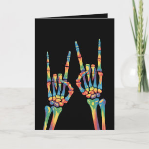 Skeleton Rock Hand Rainbow LGBTQ Gay Lesbian Prix Karte