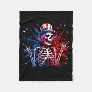 Skeleton Rock Handzeichen USA Unabhängigkeitstag 4 Fleecedecke