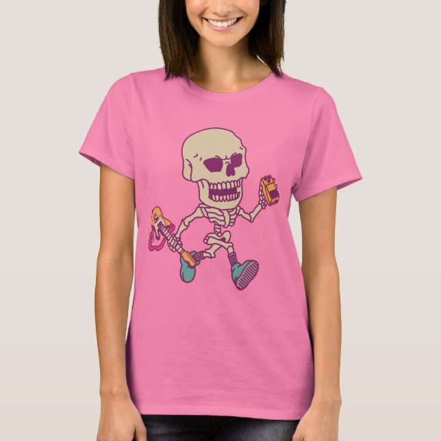 Skeleton Rocker Gitarrist T-Shirt (Vorderseite)