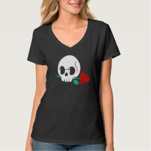 Skeleton Rote Rose Halloween Gothic Grap T-Shirt