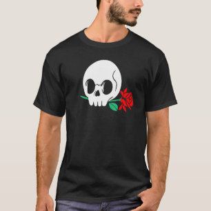 Skeleton Rote Rose Halloween Gothic Grap T-Shirt