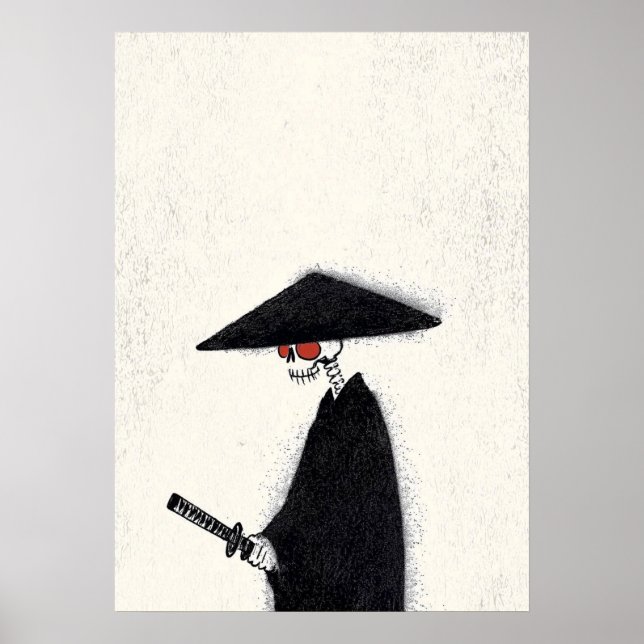 Skeleton Samurai mit Katana und Hat Halloween Poster (Vorne)