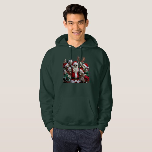 Skeleton Santa Christmas Group Photo – Festive 3D  Hoodie (Vorne ganz)