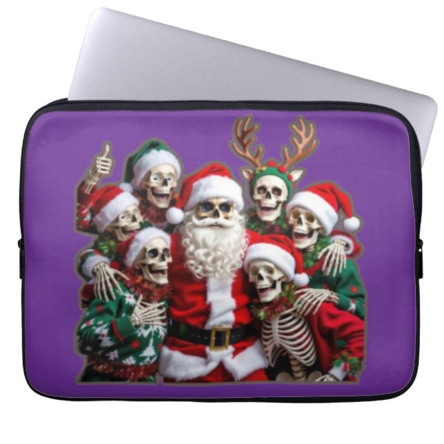 Skeleton Santa Christmas Group Photo – Festive 3D  Laptopschutzhülle (Vorderseite)