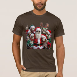 Skeleton Santa Christmas Group Photo – Festive 3D  T-Shirt
