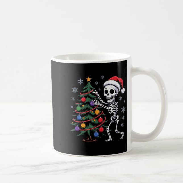 Skeleton Santa Hat Christmas Tree Creepy Cute Xmas Kaffeetasse (Rechts)