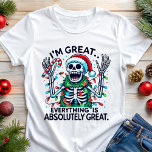 Skeleton Santa I'm Great Funny Christmas Tri-Blend Shirt<br><div class="desc">Fügen Sie eine Touch dunklen Spaßes zu Ihrer Ferienzeit mit diesem unglaublich witzig "I'm Great.. Alles ist absolut großartig" Abschlag mit einem festlichen Skelett Santa. Dieses Shirt ist perfekt für alle, die Sarkasmus und Ironie mit ihren Weihnachtsjubeln vermischt schätzen. Das spielerische Design und der witzige Slogan werden sicher Gespräche auslösen...</div>