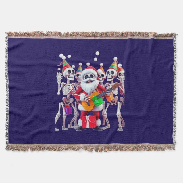 **Skeleton Santa Party – Funny 3D Christmas Skelet Decke (Vorderseite)