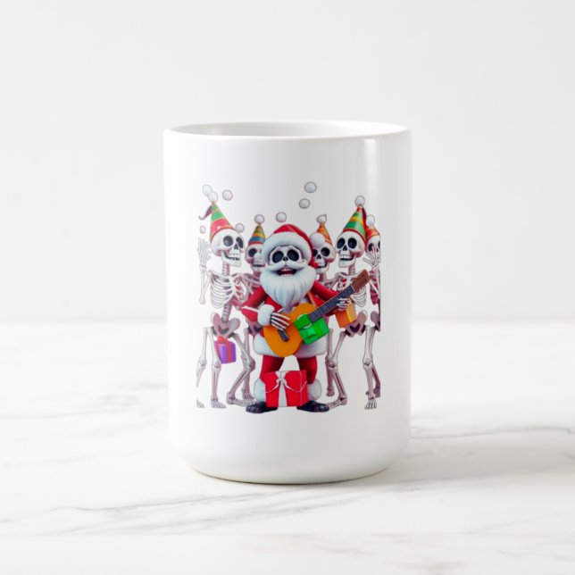 **Skeleton Santa Party – Funny 3D Christmas Skelet Kaffeetasse (Mittel)