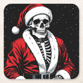 Skeleton Santa Rechteckiger Pappuntersetzer