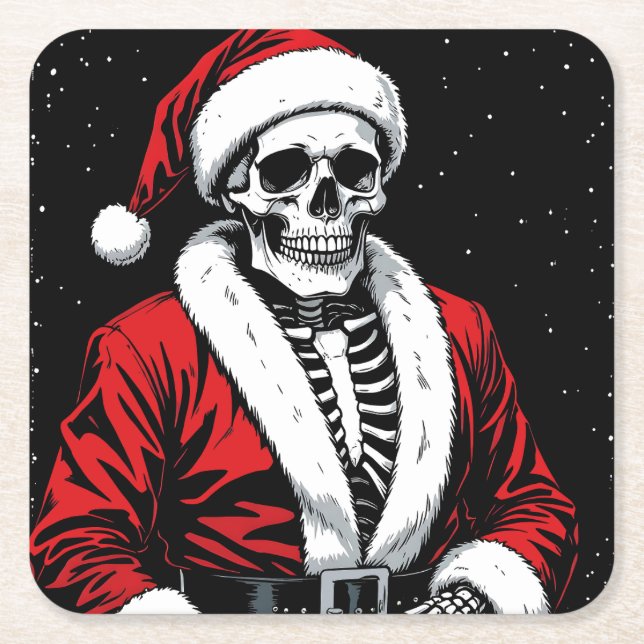 Skeleton Santa Rechteckiger Pappuntersetzer (Vorderseite)