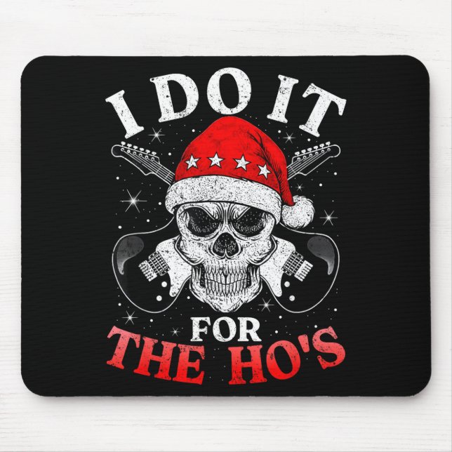 Skeleton Santa Rocker Inappropriate Funny Guitar G Mousepad (Vorne)