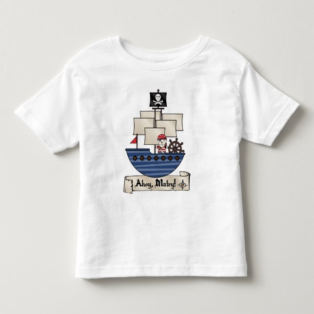 Skeleton Schädel-Pirat des Piraten-Schiffs-| | Kleinkind T-shirt (Vorderseite)