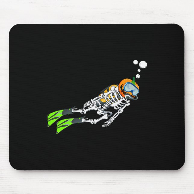 Skeleton Scu Diving Halloween Pumpkin Diver Mousepad (Vorne)