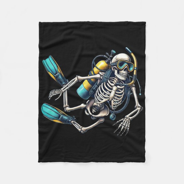 Skeleton Scu Diving Halloween Skeleton Scu Diver Fleecedecke (Vorderseite)