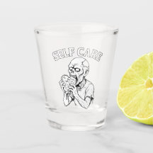 Skeleton-Selbstfürsorge-Shotglas – Geätztes Gesich