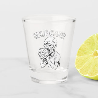 Skeleton Self-Care Shot Glass – Etched Face-Off  Schnapsglas