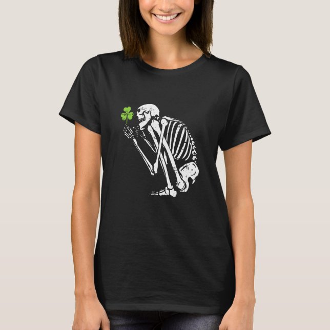 Skeleton Shamrock St Patricks Day C Leprechaun Hat T-Shirt (Vorderseite)
