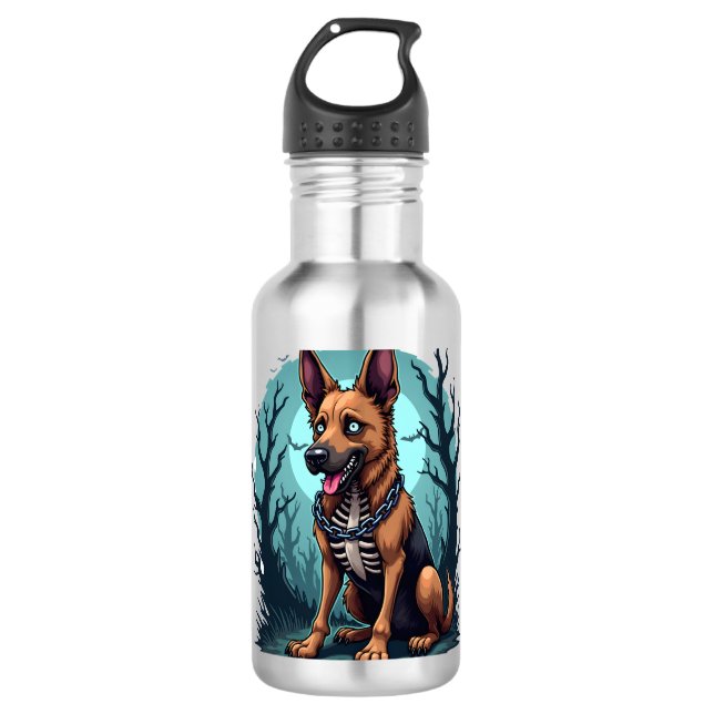 Skeleton Shepherd Dog Edelstahlflasche (Vorderseite)