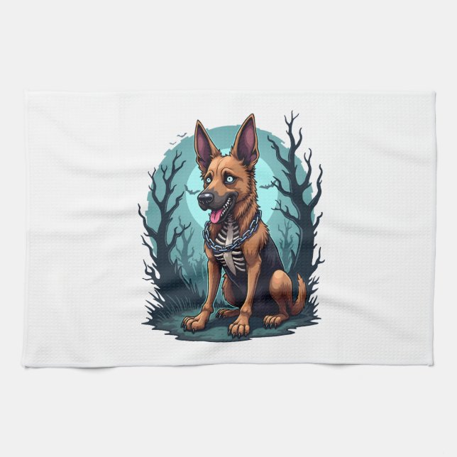 Skeleton Shepherd Dog Geschirrtuch (Horizontal)