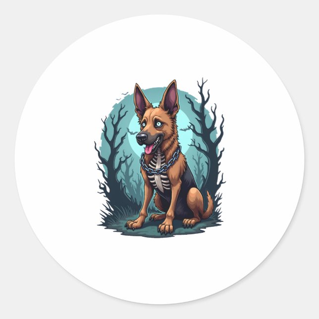 Skeleton Shepherd Dog Runder Aufkleber (Vorderseite)