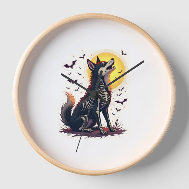 Skeleton Shiba Scream Uhr (Vorderseite)