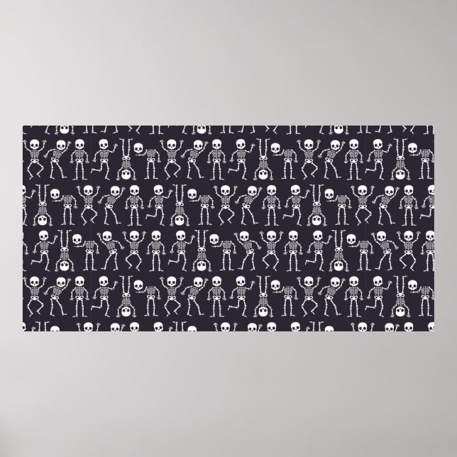 Skeleton silhouettes seamless pattern for hallowee poster (Vorne)